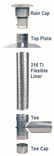 6 in. x 20 ft. 316Ti Stainless Steel Chimney Liner Kit with Tee Connector